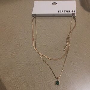 Forever 21 set of 2 necklaces emerald brand new with tags